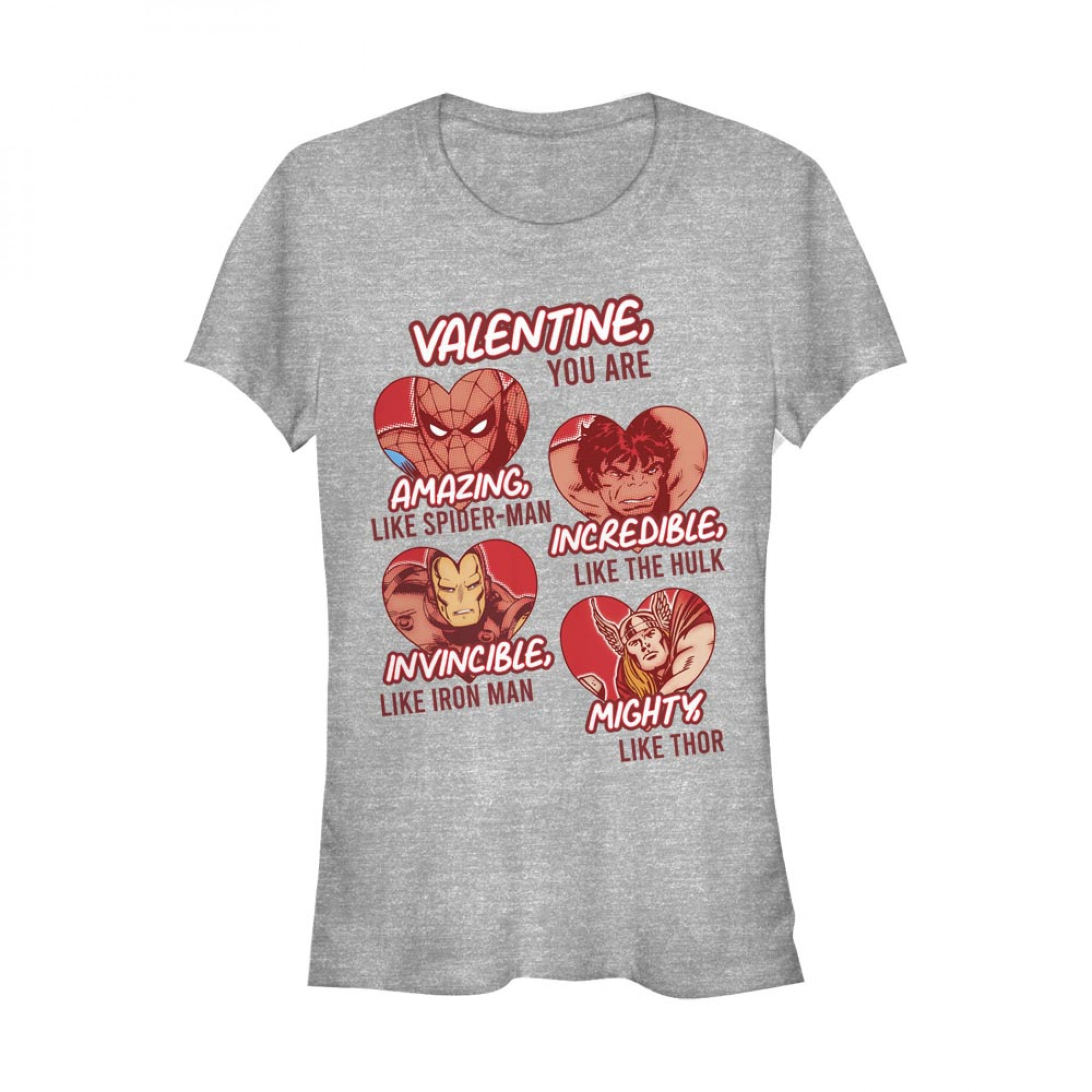 Avengers Valentine Women's Grey T-Shirt